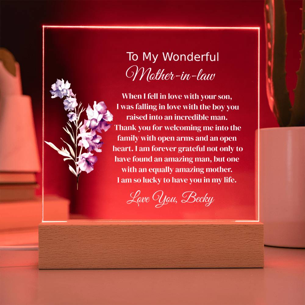 Personalized Mother In Law Lighted Plaque