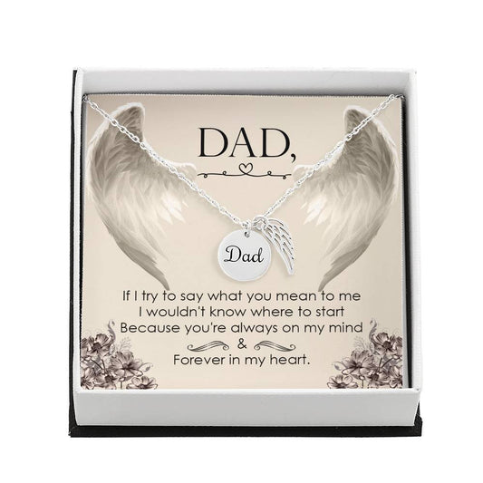Dad Memorial Necklace Angel Wing Charm-[Heartfelt Family Gift]