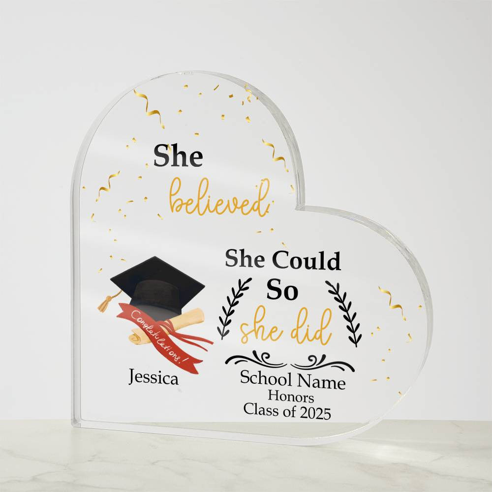 Personalized Graduation Heart Plaque Gift-[Heartfelt Family Gift]