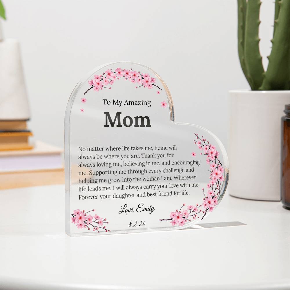 Mom Heart Plaque From Daughter or Son