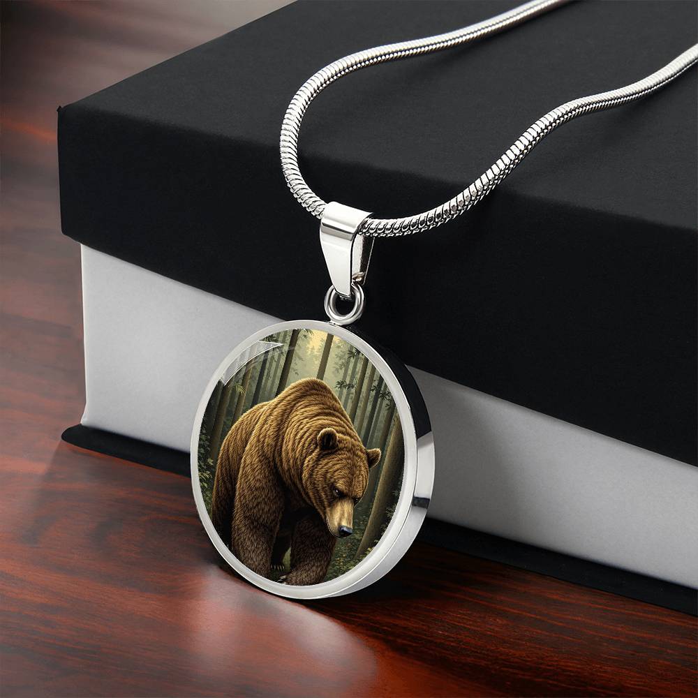 Personalized Brown Bear Pendant Necklace