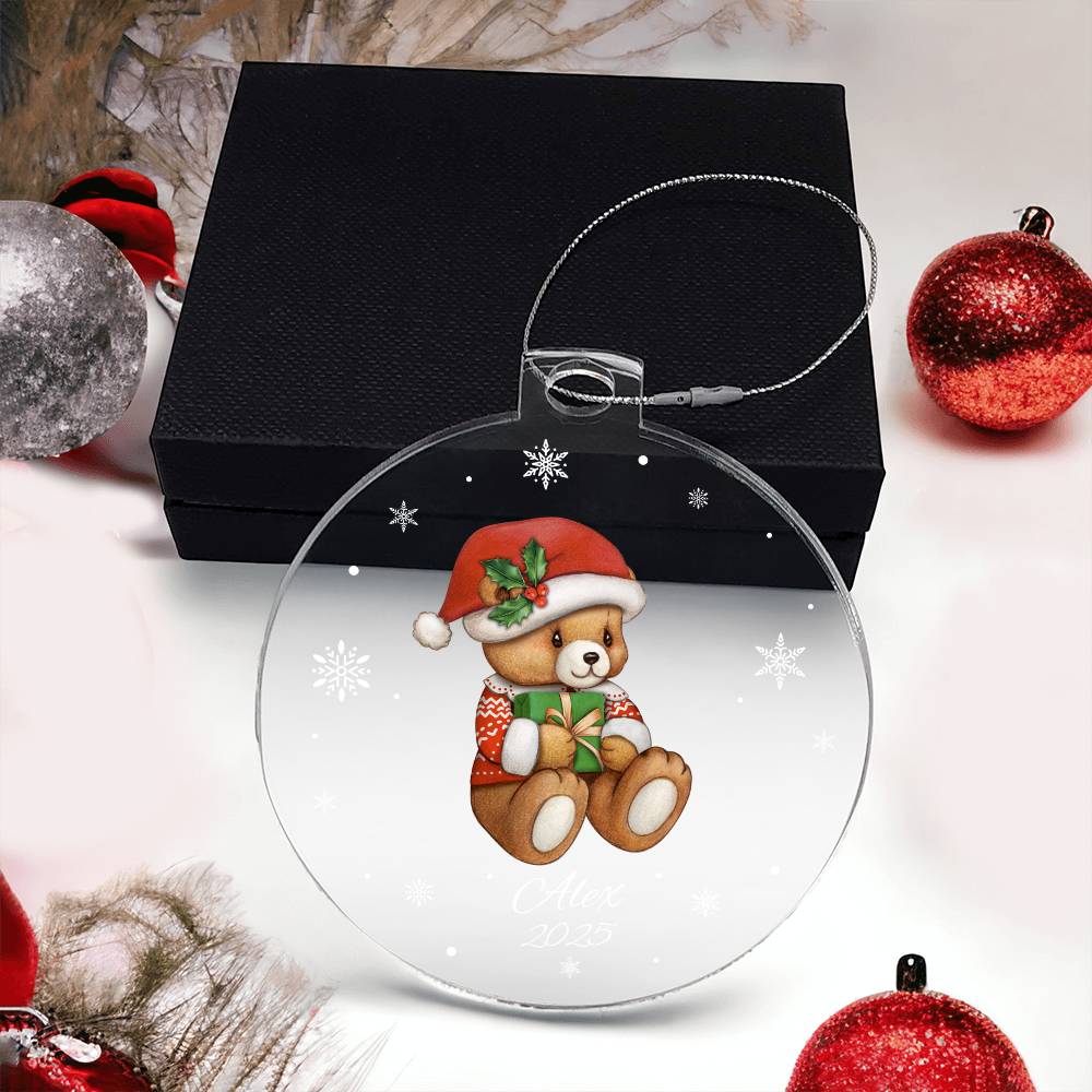 Teddy Bear Snowflake Christmas Ornament