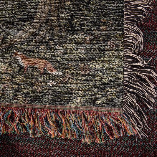 Fox Forest Woven Cotton Sofa Throw Blanket-[Heartfelt Family Gift]
