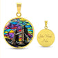 London Bridge Skyline Round Pendant Necklace in Gold or silver-[Heartfelt Family Gift]