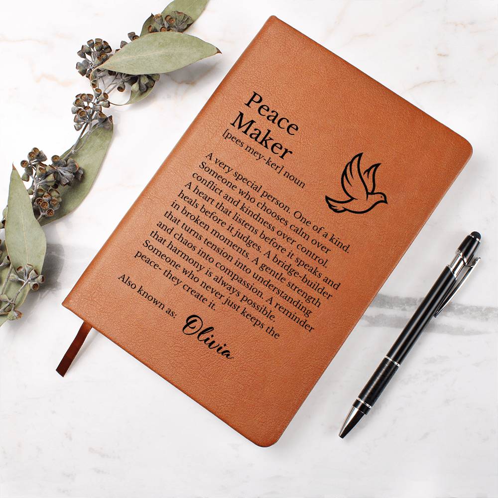 Peace Maker Journal, Mindfulness Diary, Personalized Notebook, Gift for Writers, Inspirational Journal, Custom Diary