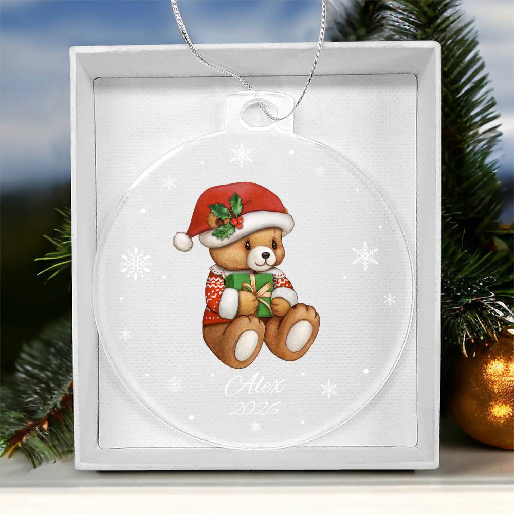 Teddy Bear Snowflake Christmas Ornament