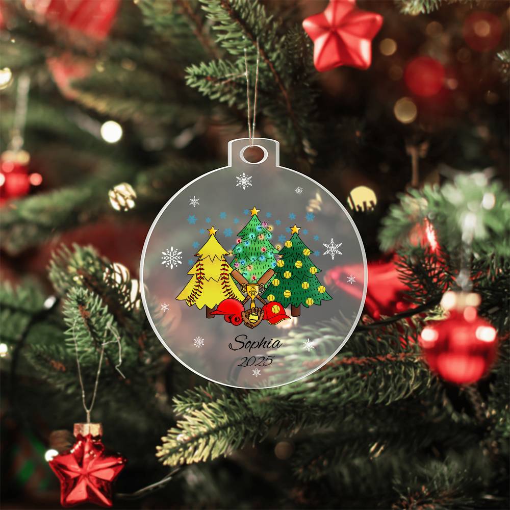 Softball Christmas Tree Ornament