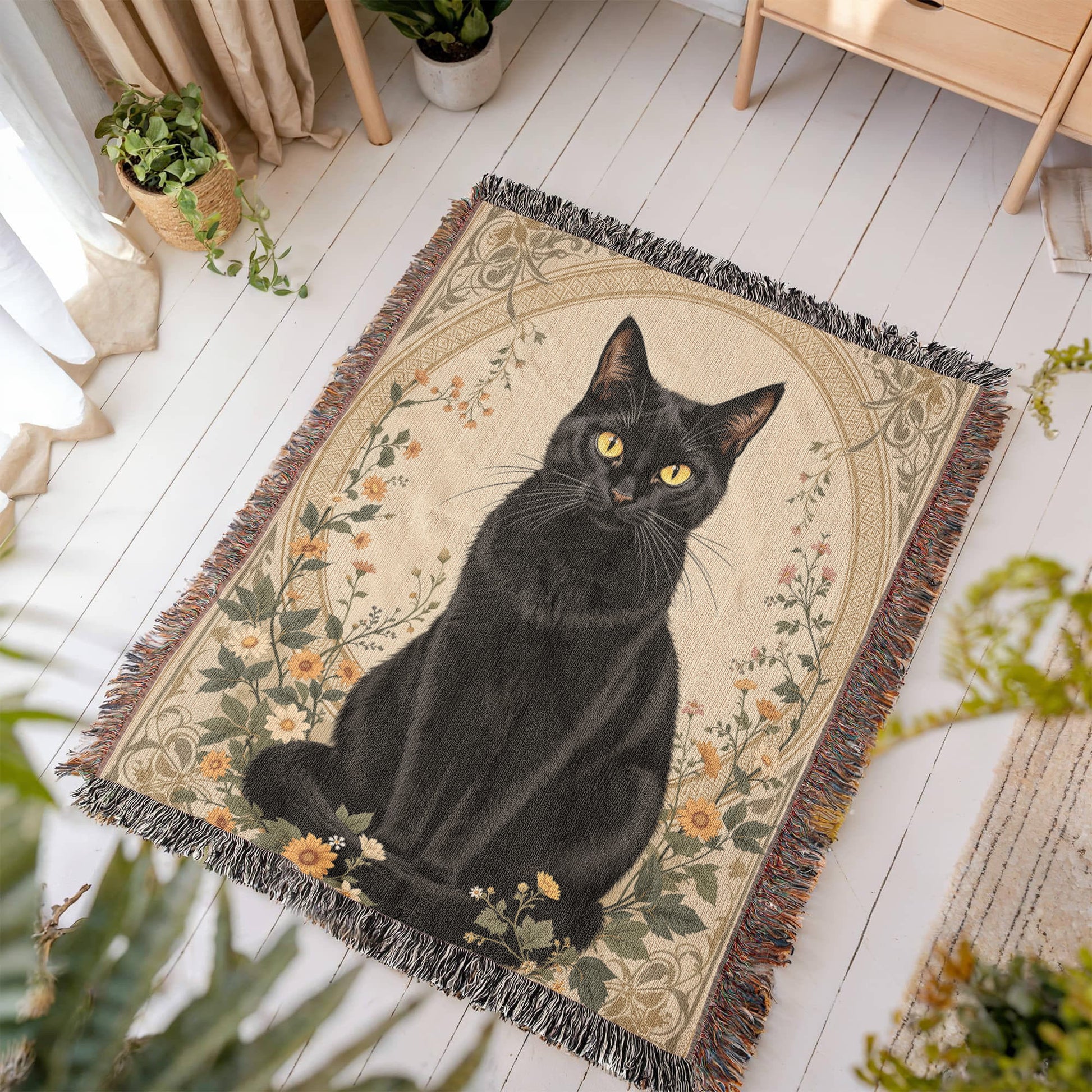 Black Cat Woven Blanket-[Heartfelt Family Gift]