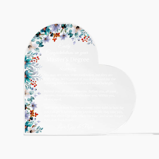Personalized Master's Degree Heart Plaque