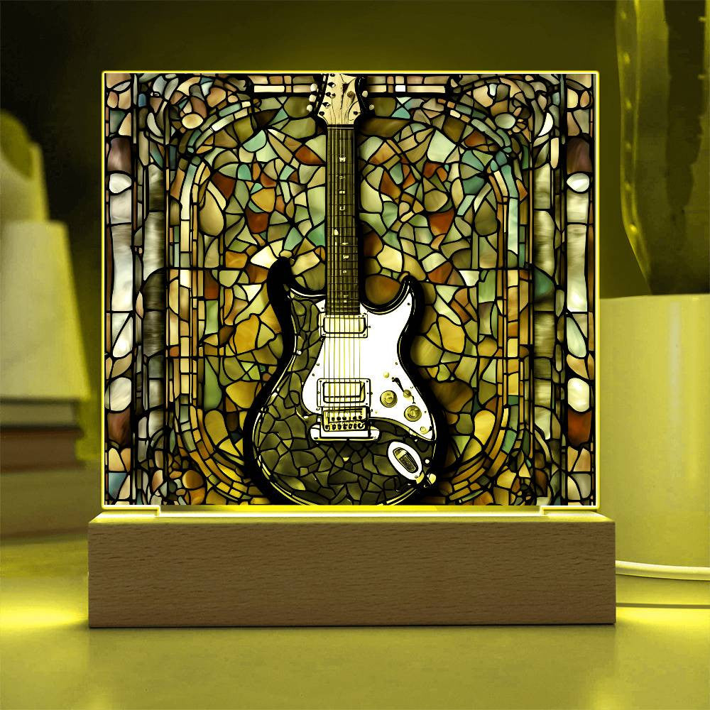 Acrylic Guitar Stained Glass Acrylic Plaque, Guitar Nightlight, Guitar Lover Gift, Guitar Player Gift, Guitar Picture Plaque, Music Lover-[Heartfelt Family Gift]