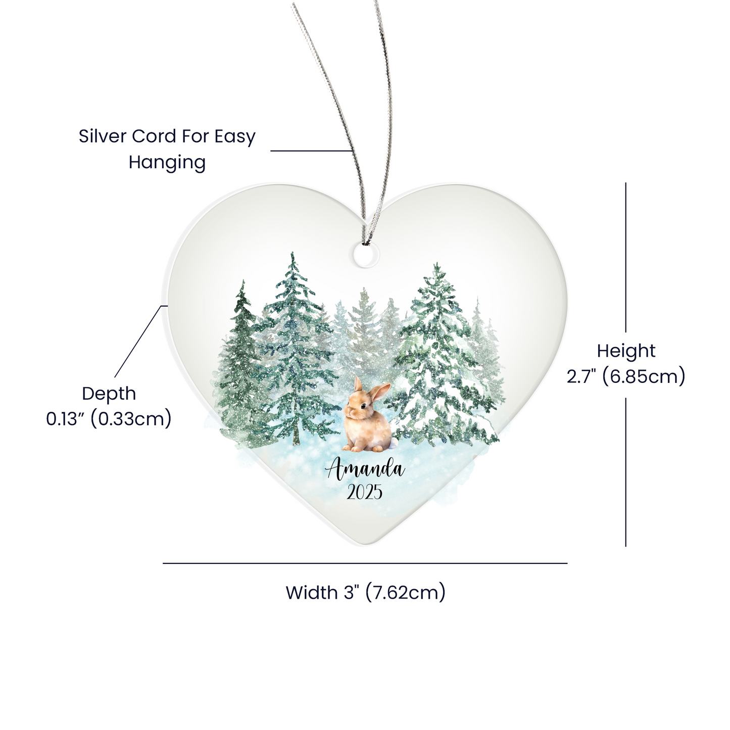 Woodland Animals Acrylic Heart Ornament