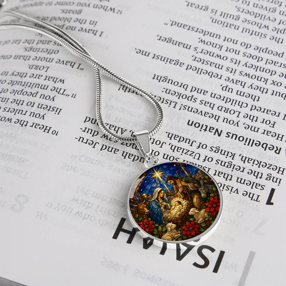 Nativity Scene Necklace, Religious Jewelry Gift, Personalized Christmas Pendant