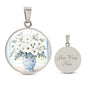 Engraved Floral Pendant Necklace Delft Blue Vase-[Heartfelt Family Gift]