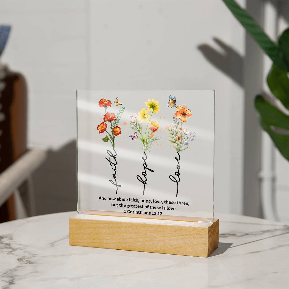 Faith Hope and Love Plaque Wedding Anniversary Gift-[Heartfelt Family Gift]