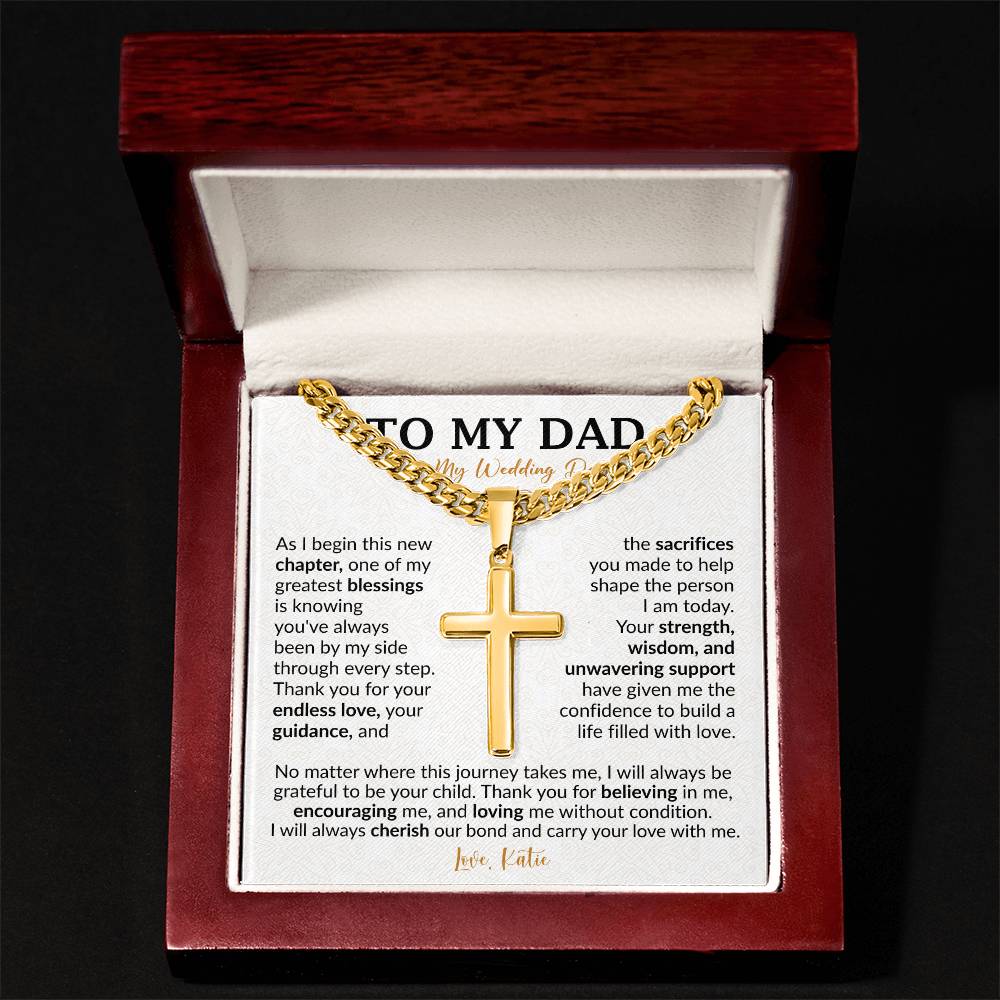 To My Dad On My Wedding Day Cross Necklace
