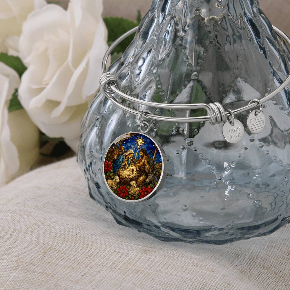 Nativity Scene Necklace, Religious Jewelry Gift, Personalized Christmas Pendant