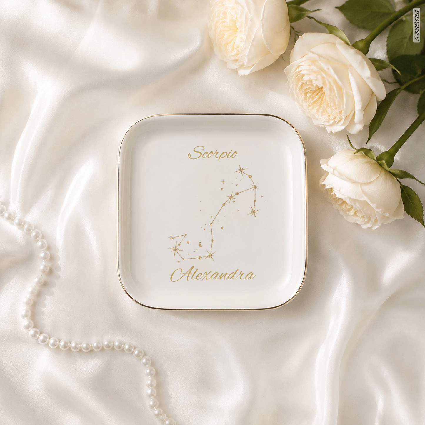 Scorpio Zodiac Jewelry Dish, Gold Constellation Trinket Tray, Astrology Gift for Scorpio, Ceramic Ring Holder, Birthday Gift for Her