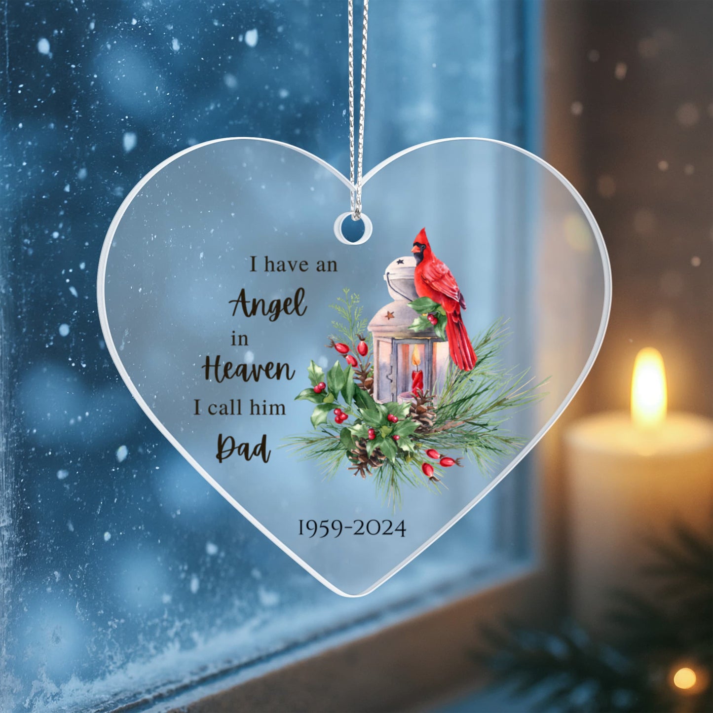 Angel Remembrance Ornaments Loss of Parents Acrylic Heart Ornament