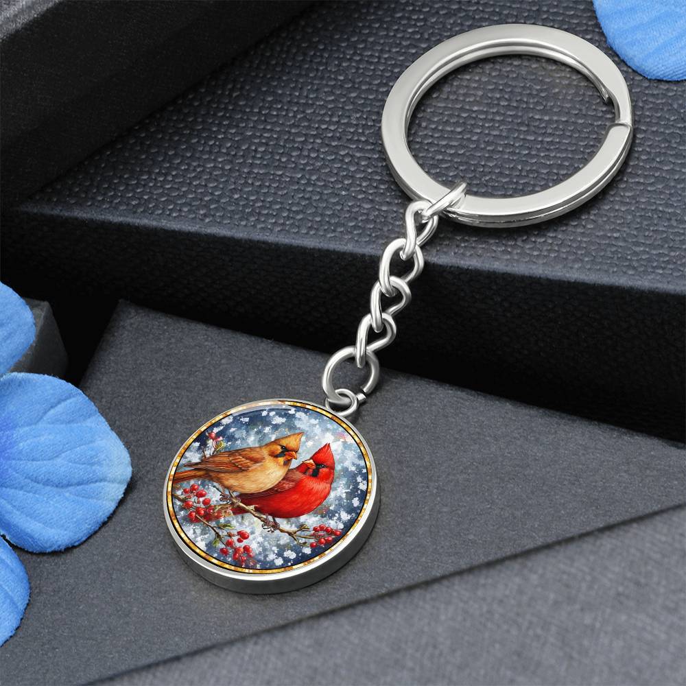 Floral Cardinals Personalized Engraved Necklace Bracelet or Keychain