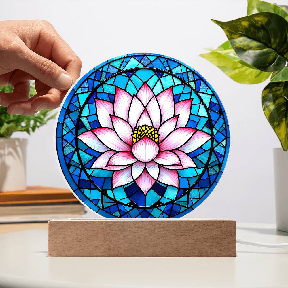 Lotus Flower Acrylic Nightlight Plaque-[Heartfelt Family Gift]