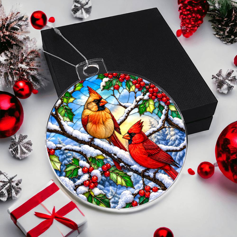 Cardinal Stained Glass Ornament