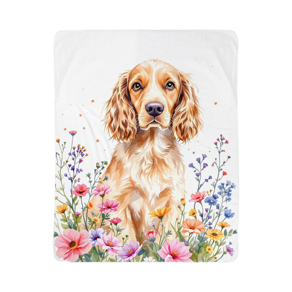 Wildflower Floral Cocker Spaniel Dog Blanket-[Heartfelt Family Gift]