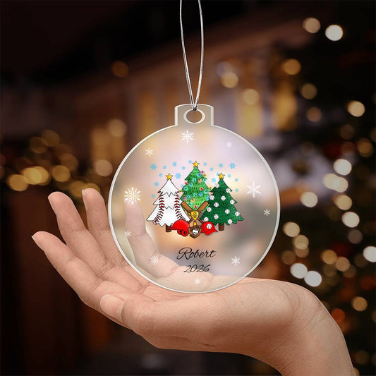 Baseball Christmas Trees Acrylic Ornament Plaque
