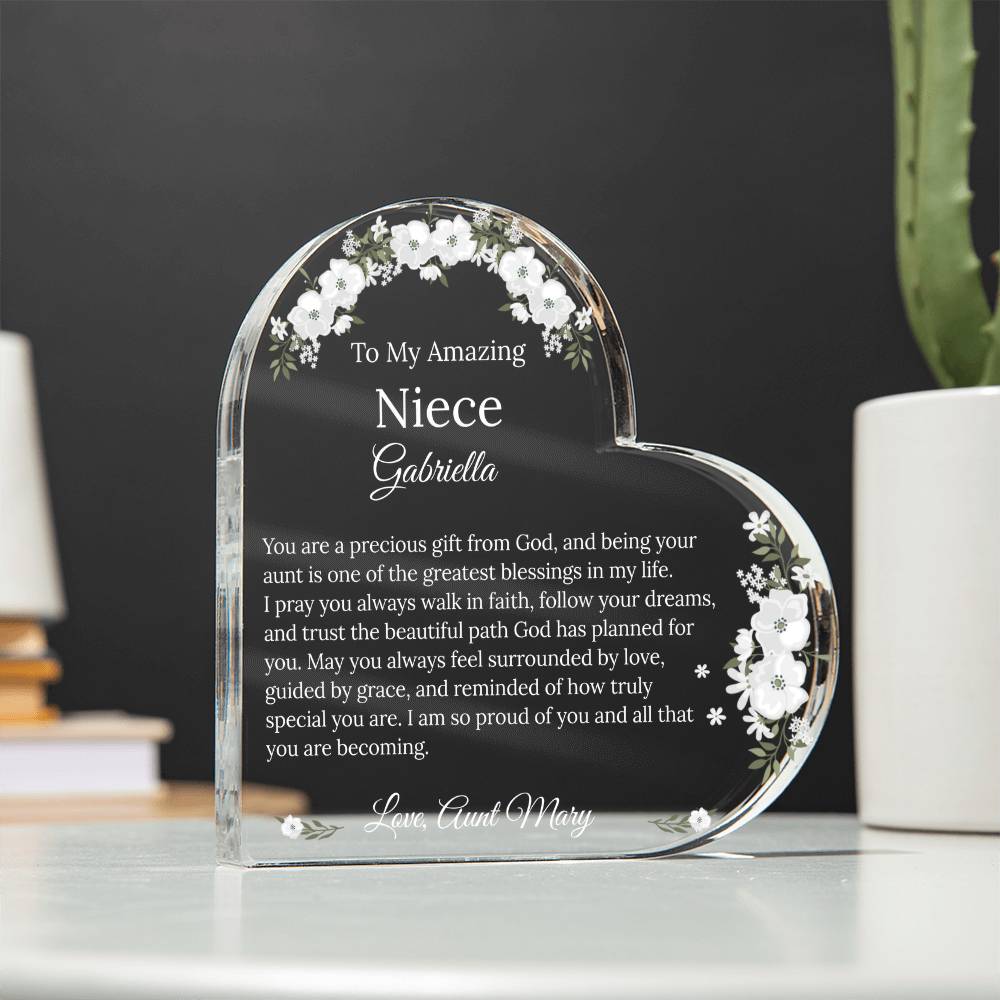 Personalized Niece Acrylic Heart Gift