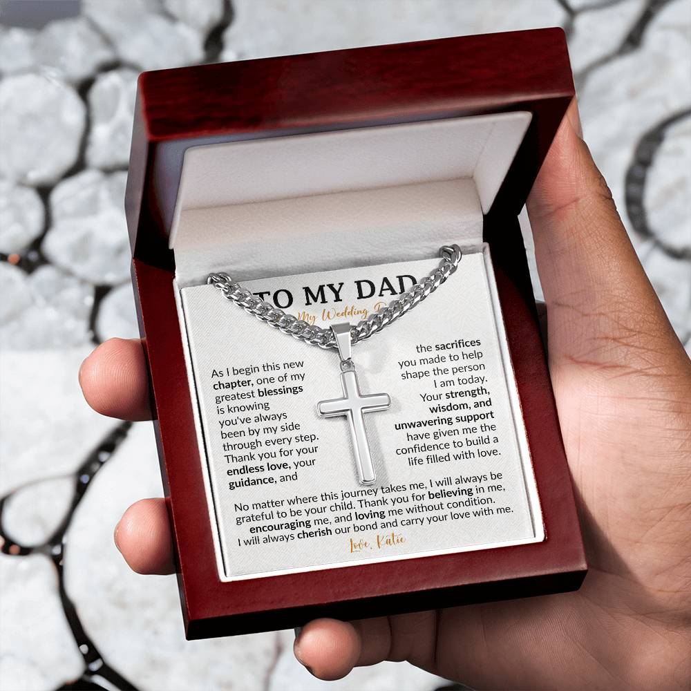 To My Dad On My Wedding Day Cross Necklace