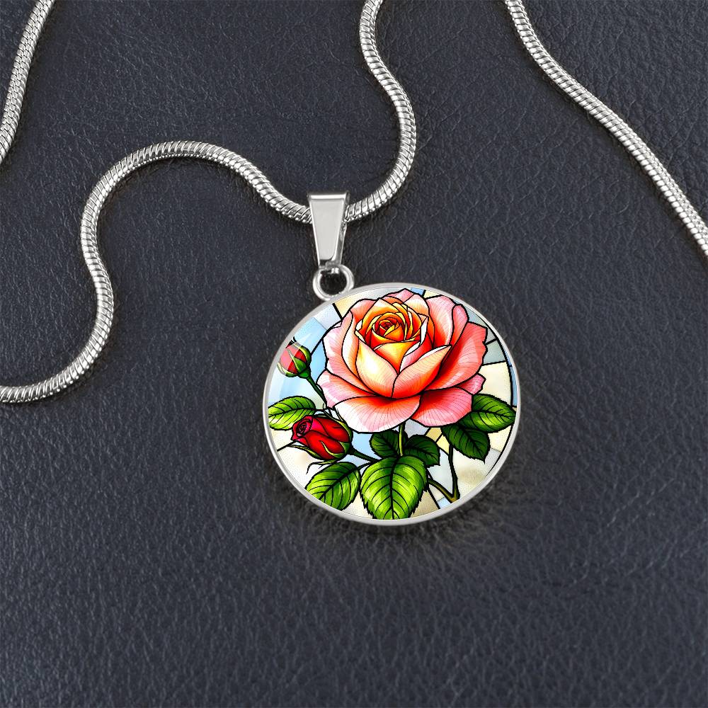 Rose Floral Necklace with Engraving