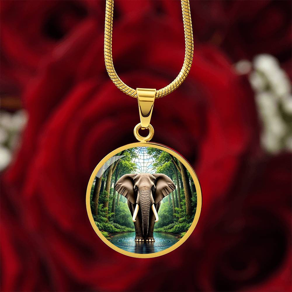Elephant Circle Necklace with Engraving-[Heartfelt Family Gift]