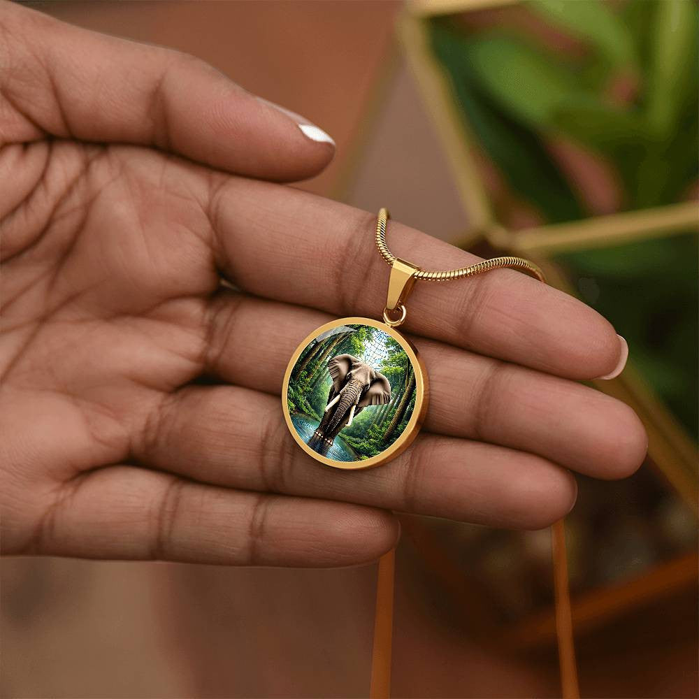 Elephant Circle Necklace with Engraving-[Heartfelt Family Gift]