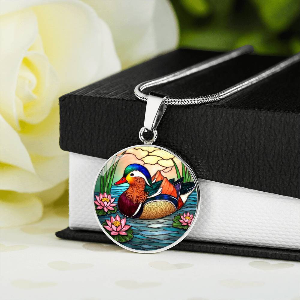 Lotus Mallard Duck Necklace with Engraving
