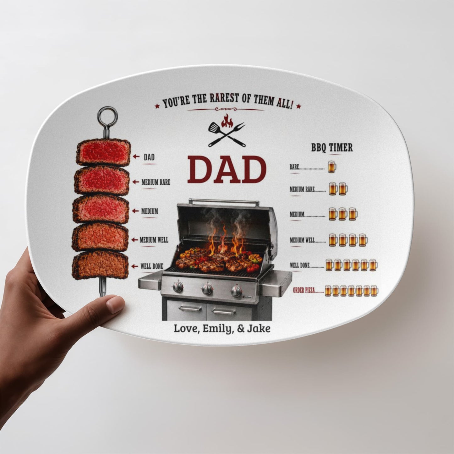 Rarest Dad Ever BBQ Plate, Funny Beer Loving Dad Platter, Personalized BBQ Gift, Grill Master Present, , Father’s Day Gift, BBQ Lover Plate
