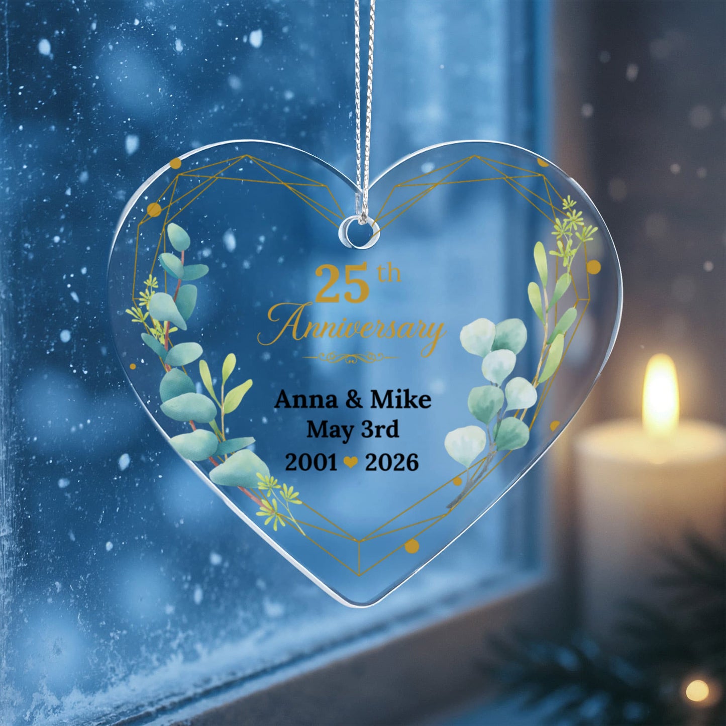 25th Wedding Anniversary Heart Ornament