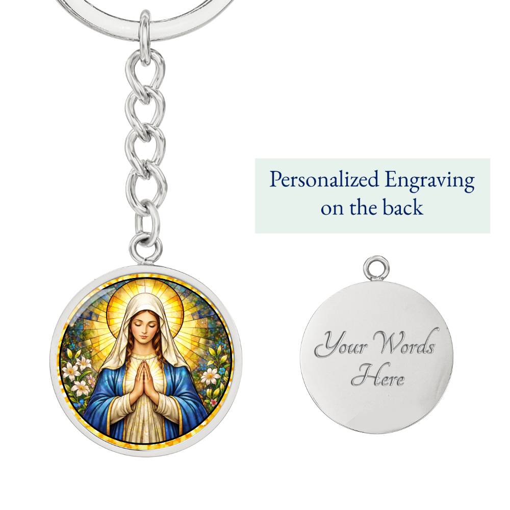 Mother Virgin Mary Personalized Engraved Necklace Bracelet or Keychain