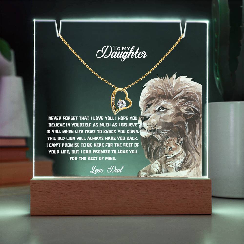 Daughter Keepsake LED Acrylic Heart Necklace & Plaque-[Heartfelt Family Gift]