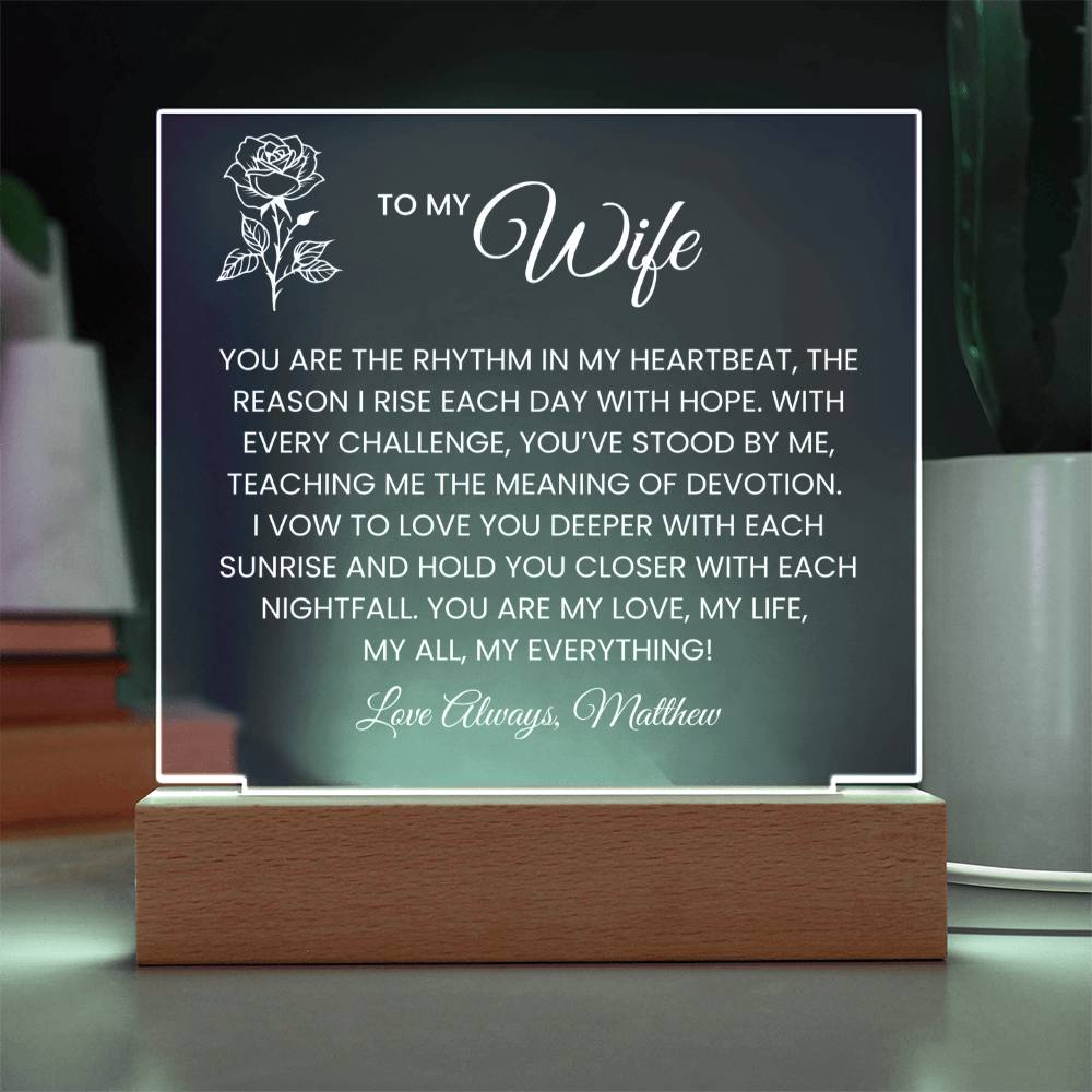 Wife Rose Plaque Gift