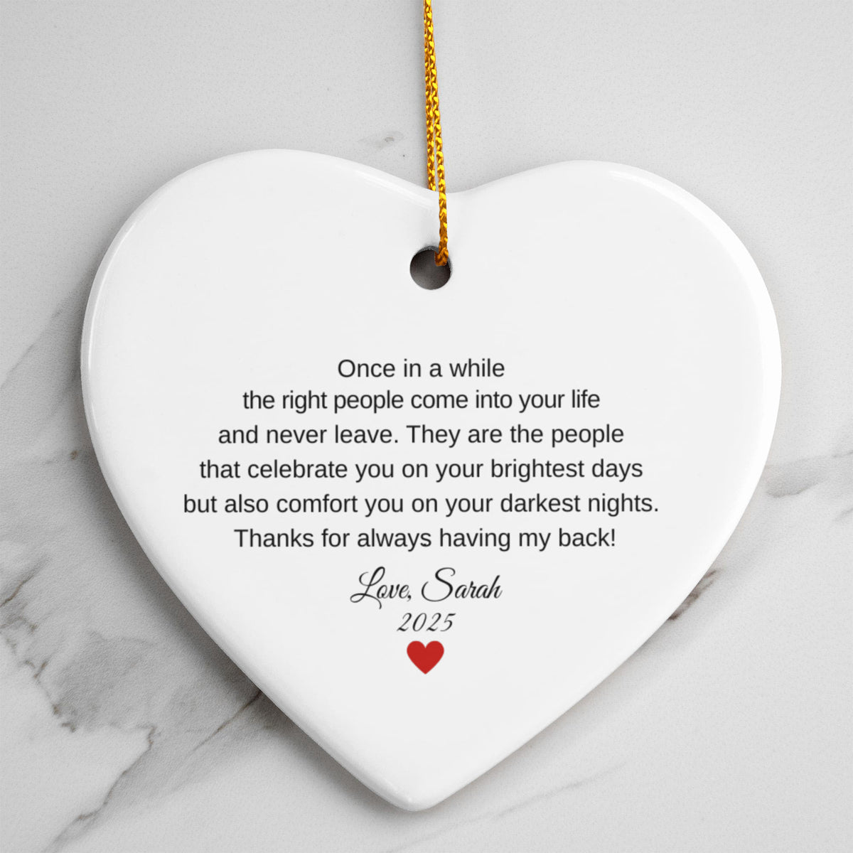 Friends Ceramic Heart Thank You Ornament