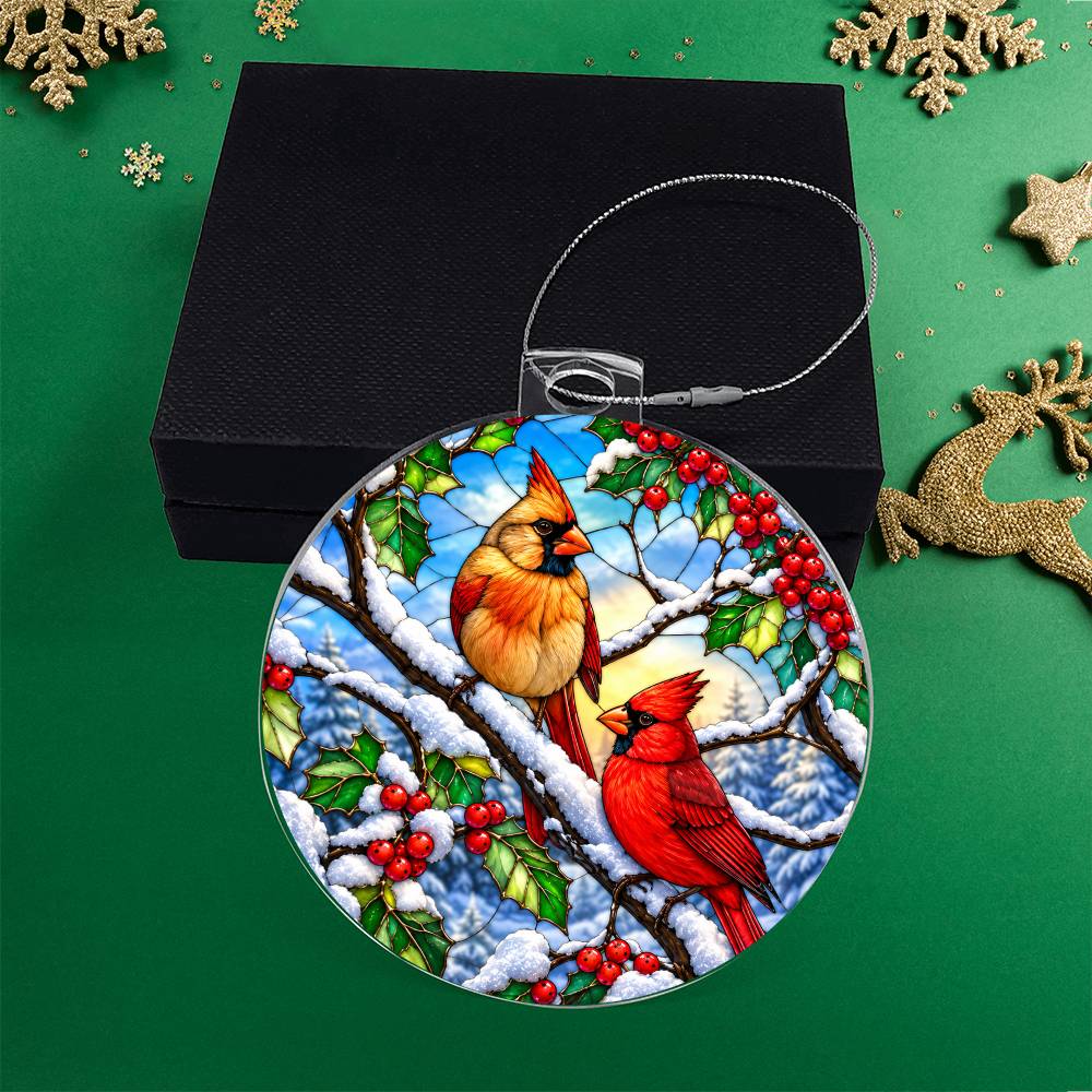 Cardinal Stained Glass Ornament