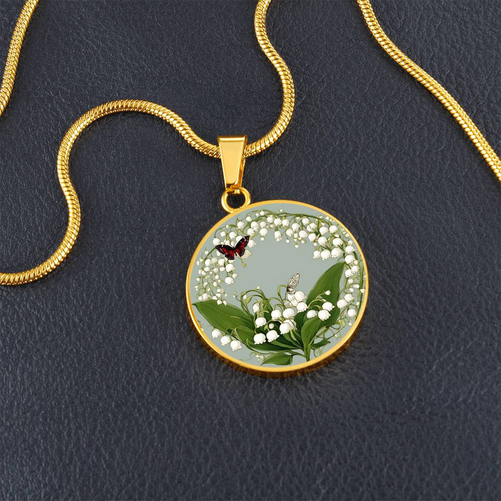 May Birth flower Necklace with butterfly and Lily of the valley-[Heartfelt Family Gift]
