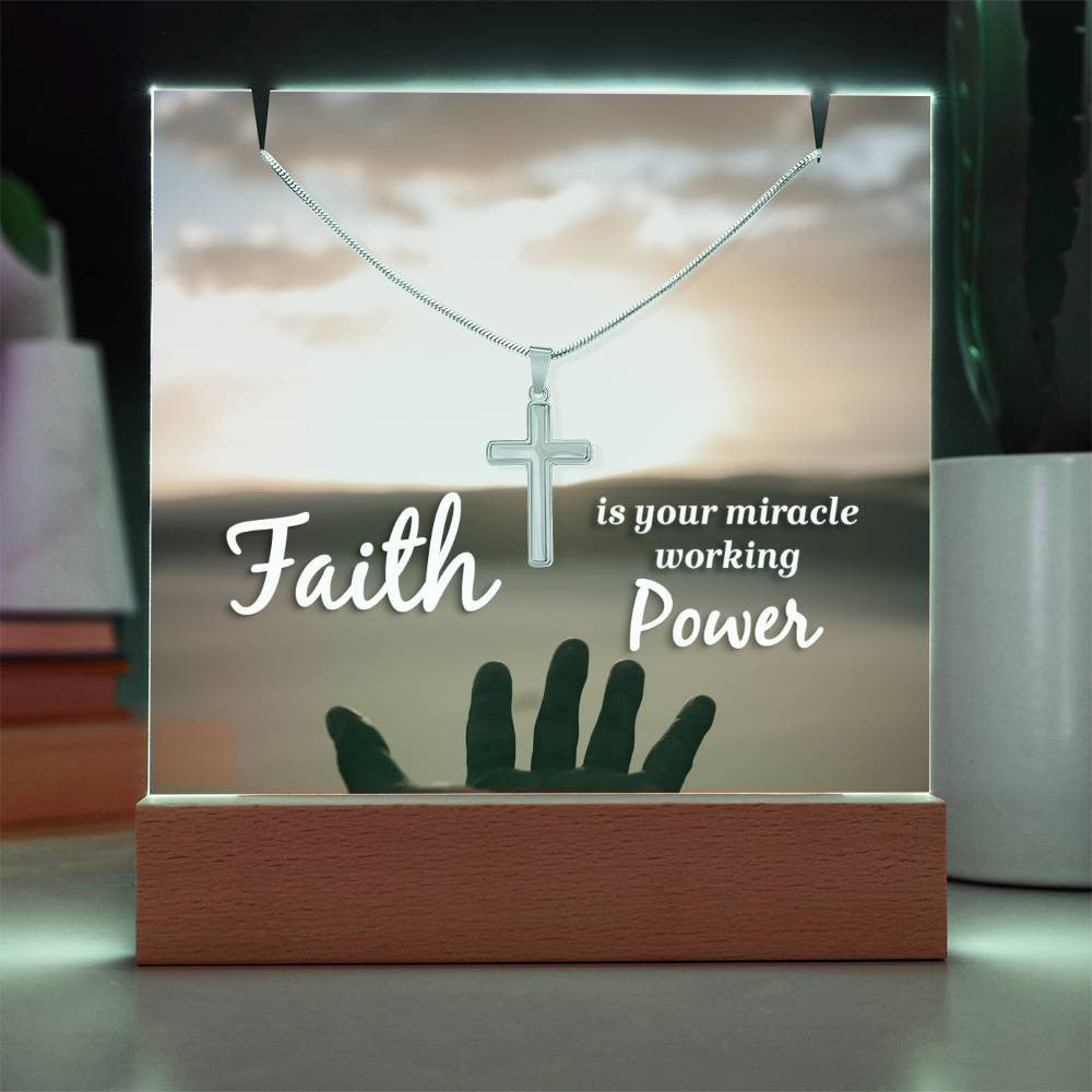 Faith Is Your Miracle Religious Plaque & Cross Gift Set-[Heartfelt Family Gift]