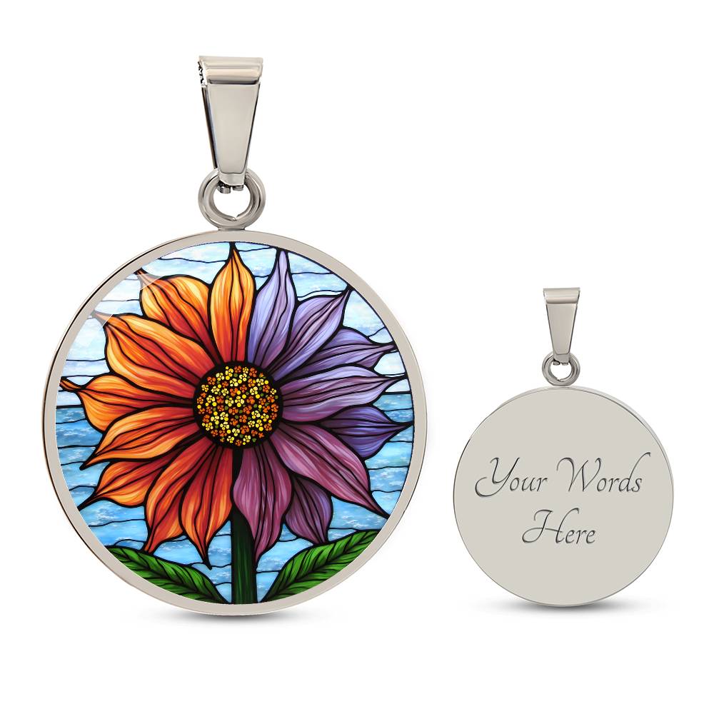 Sunflower Floral Necklace with Engraving
