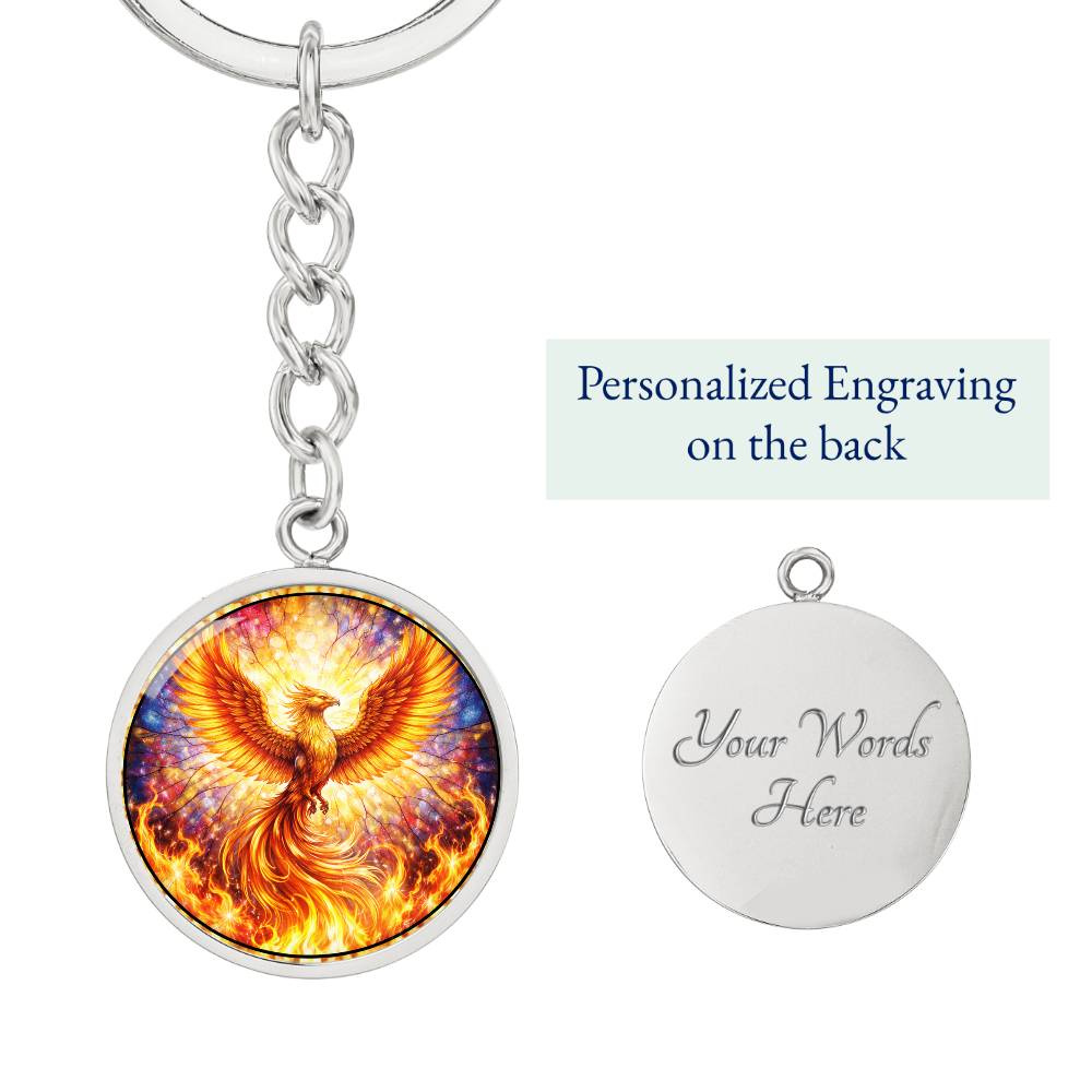 Rising Phoenix Personalized Engraved Necklace Bracelet or Keychain