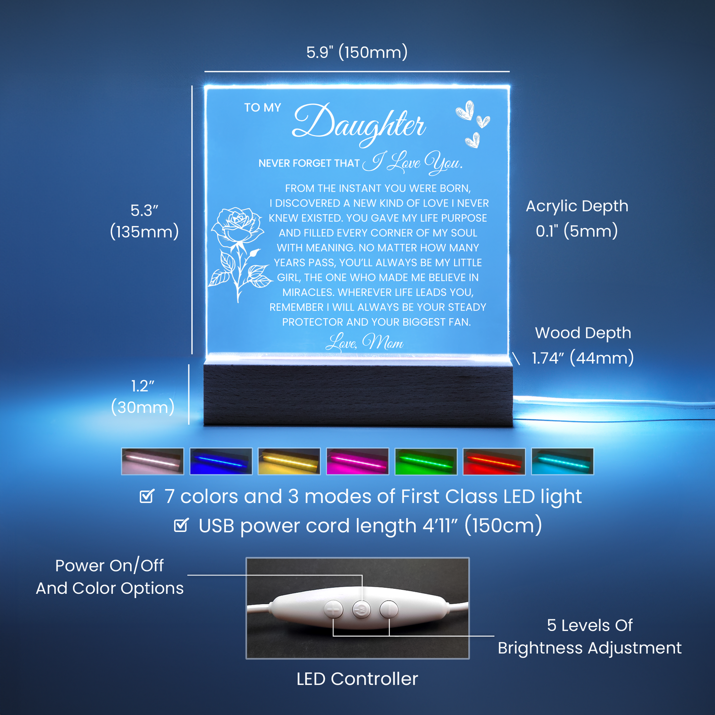 Daughter Rose Plaque Gift