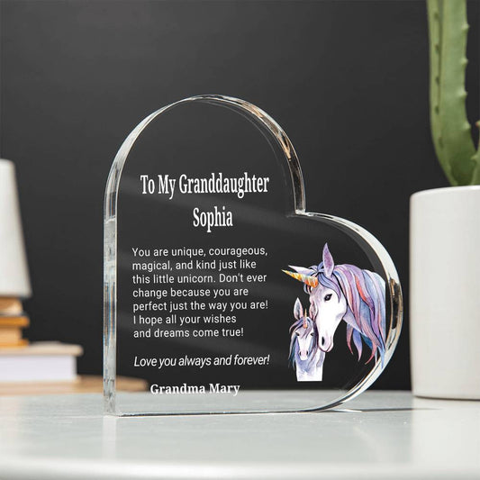 Granddaughter Unicorn Heart Plaque Gift-[Heartfelt Family Gift]