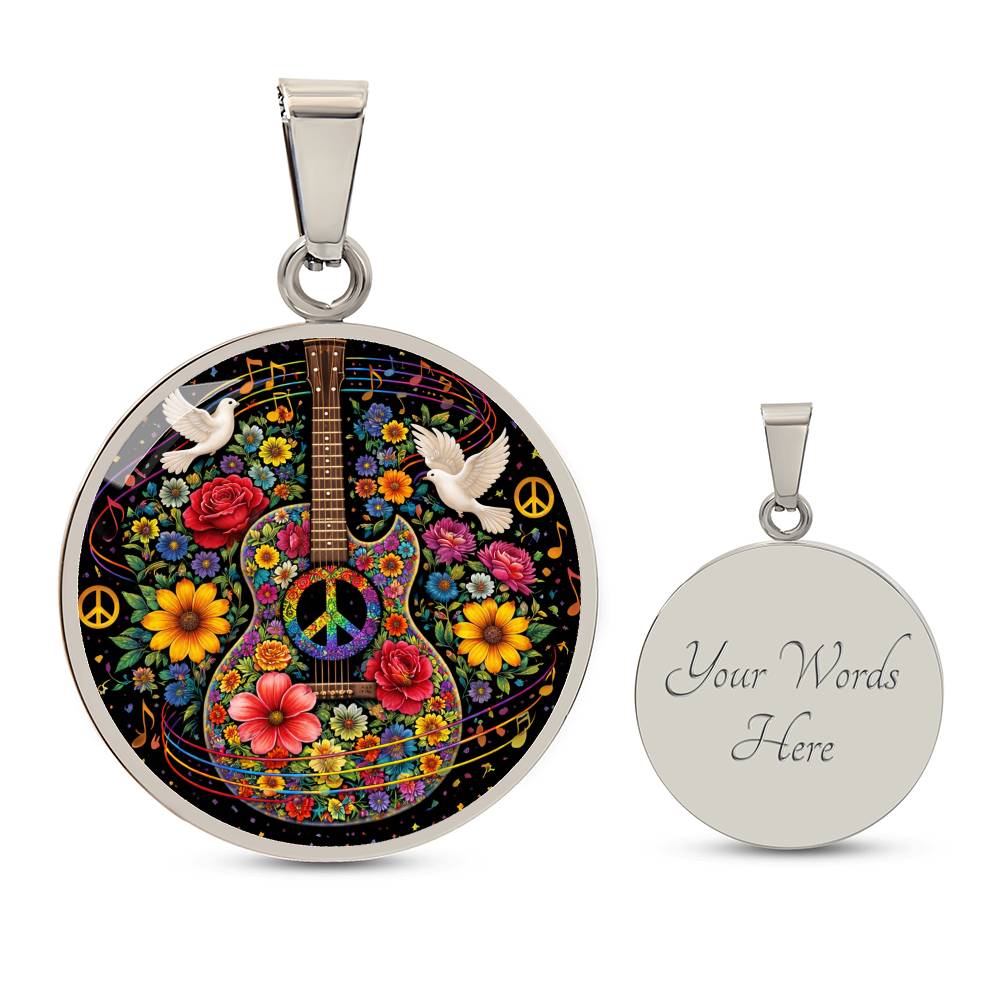 Peace Love Guitar Necklace with Engraving