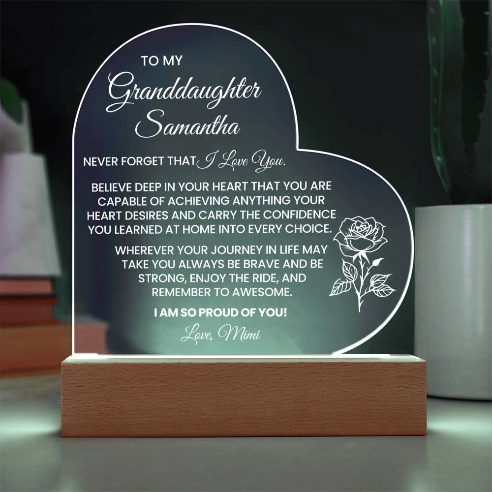 Personalized Granddaughter Plaque Gift with Name