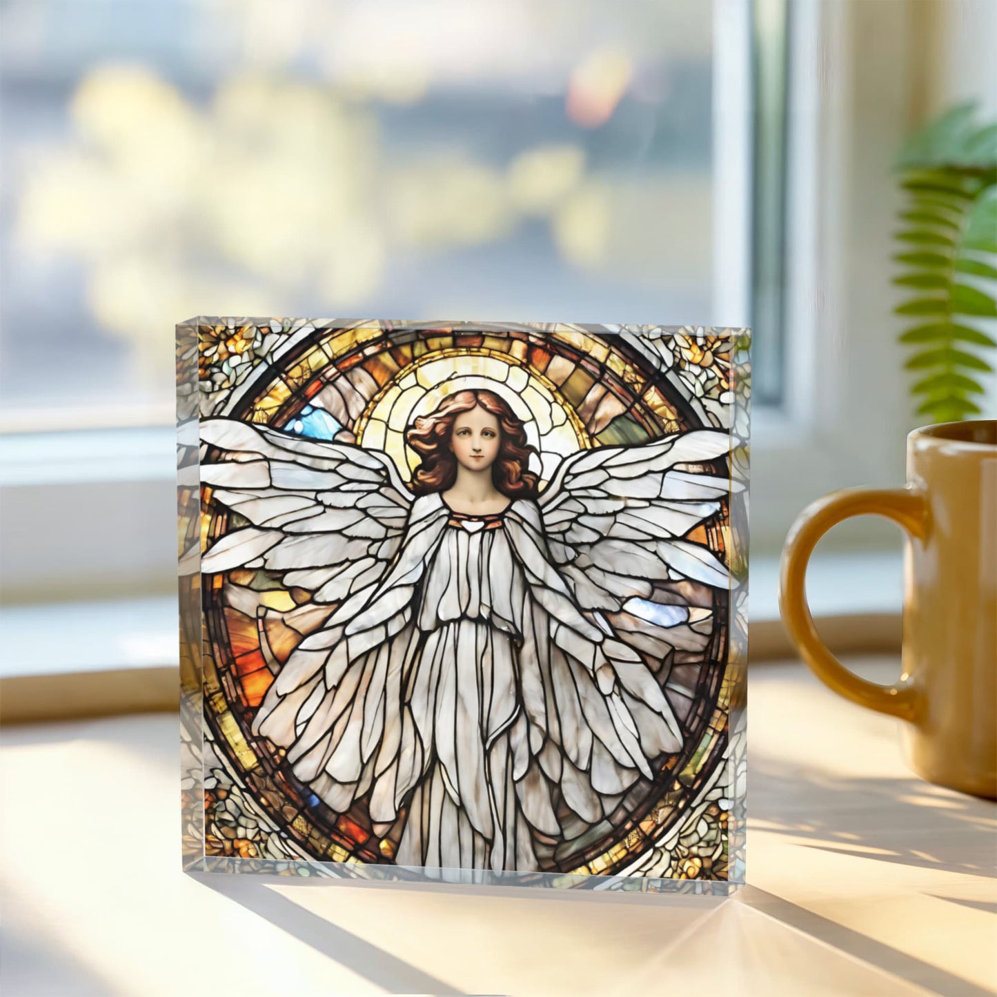 Angel Printed Acrylic Block Religious Christmas Guardian Angel
