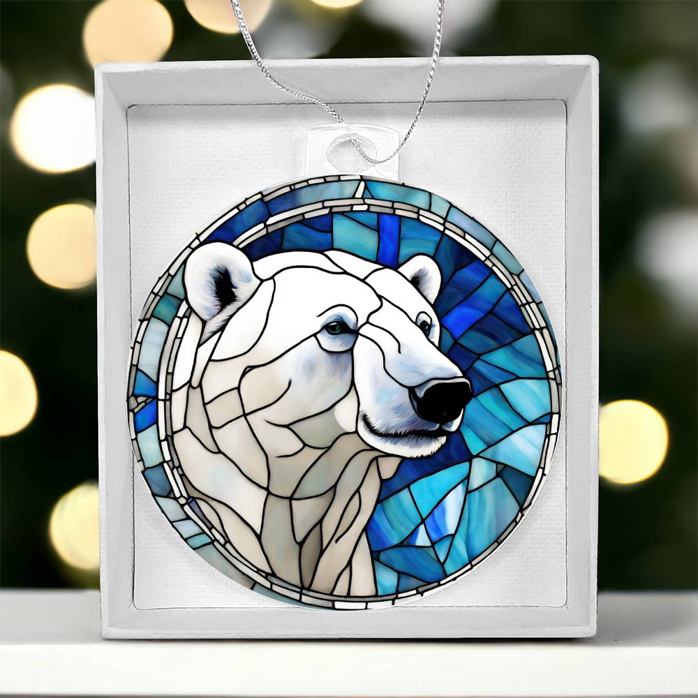 Polar Bear Stained Glass Ornament
